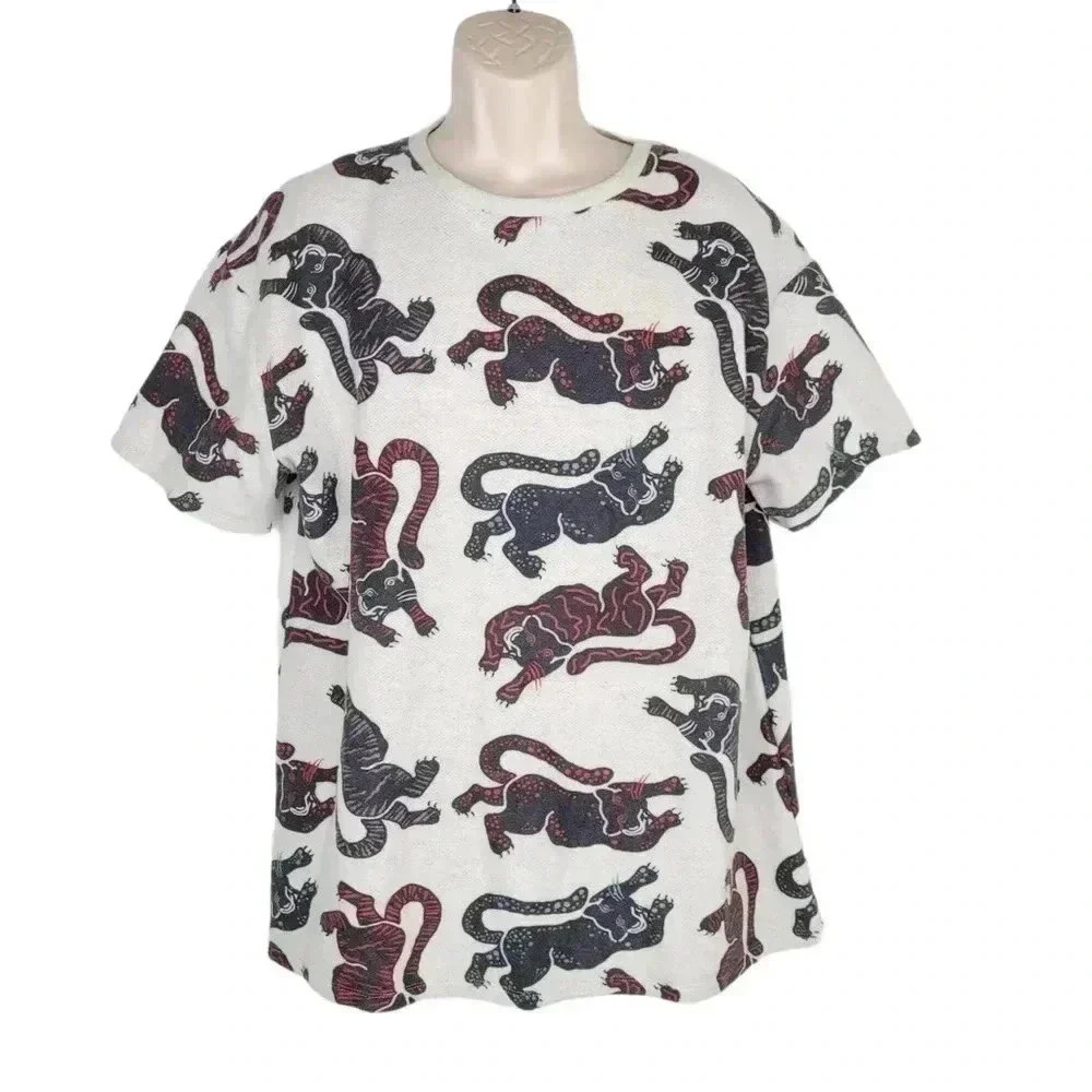 Zara Trafaluc Tiger  Oversized Short Sleeve Sweater size small